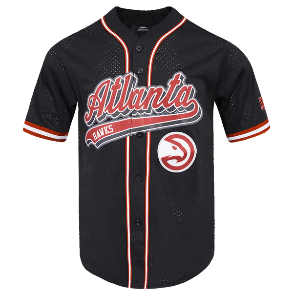 Atlanta Hawks Script Tail Mens Mesh Button Down Shirt
